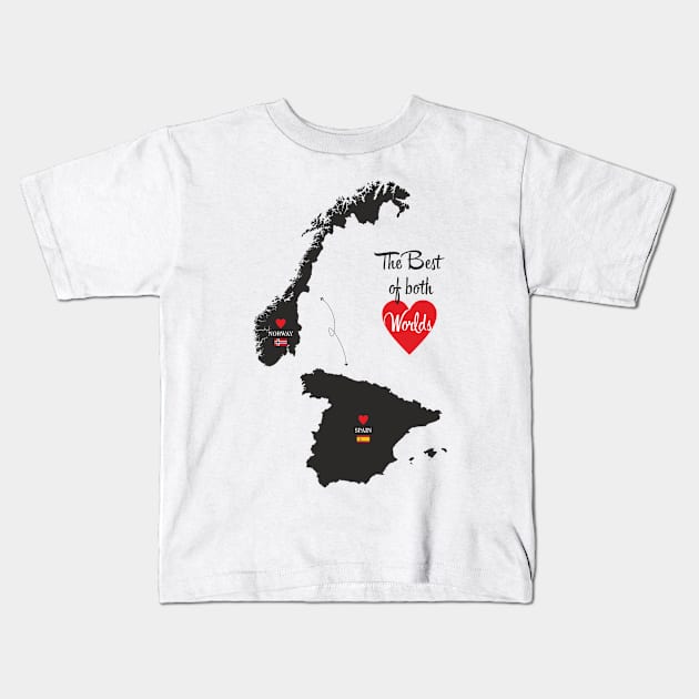 The Best of both Worlds - Norway - Spain Kids T-Shirt by YooY Studio